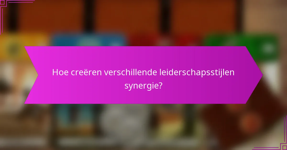 Hoe creëren verschillende leiderschapsstijlen synergie?