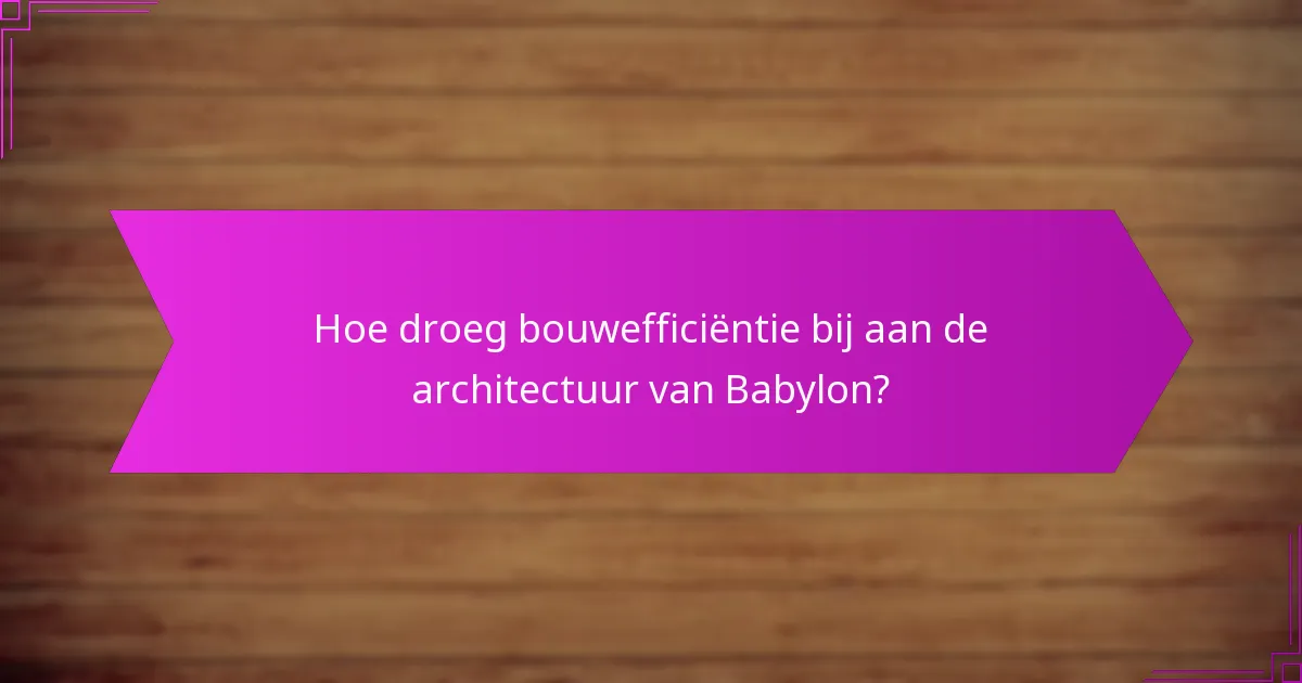 Hoe droeg bouwefficiëntie bij aan de architectuur van Babylon?