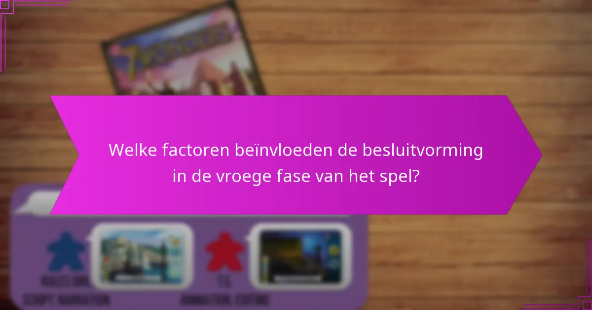 Welke factoren beïnvloeden de besluitvorming in de vroege fase van het spel?