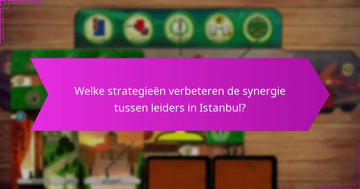 Welke strategieën verbeteren de synergie tussen leiders in Istanbul?