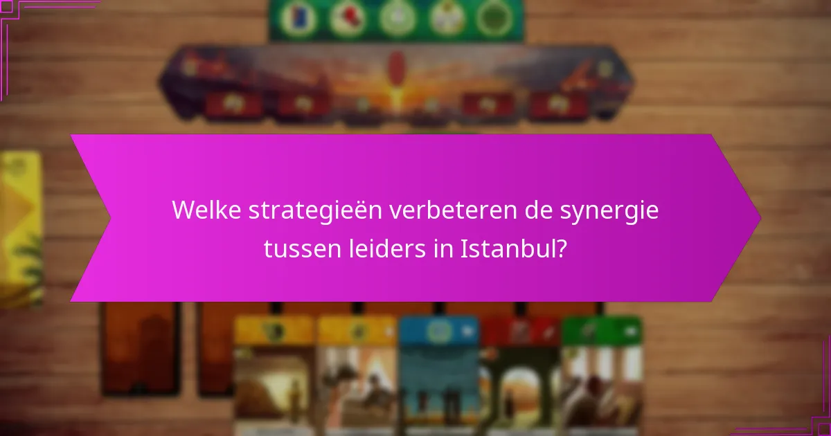 Welke strategieën verbeteren de synergie tussen leiders in Istanbul?